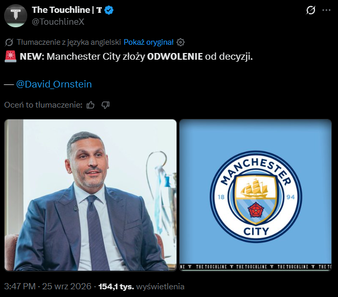 Manchester City DZIAŁA w kwestii 114 POTWIERDZONYCH ZARZUTÓW i... xD